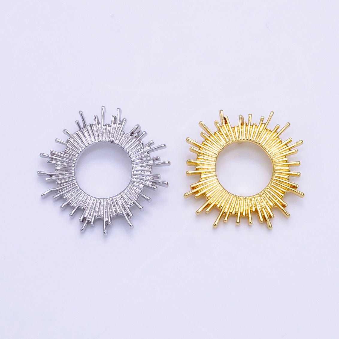 14K Gold Filled Open Celestial Sunburst Back Loop Pendant in Gold &amp; Silver | AG812