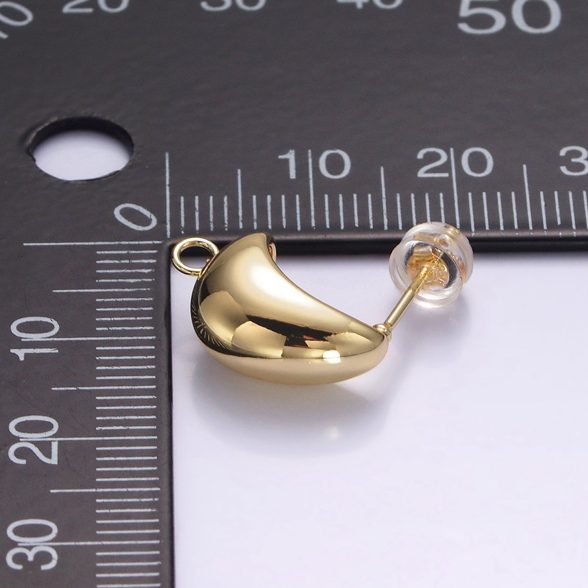 14K Gold Filled Open Loop C-Shaped Dome Hoop Earrings Findings Supply | Z616
