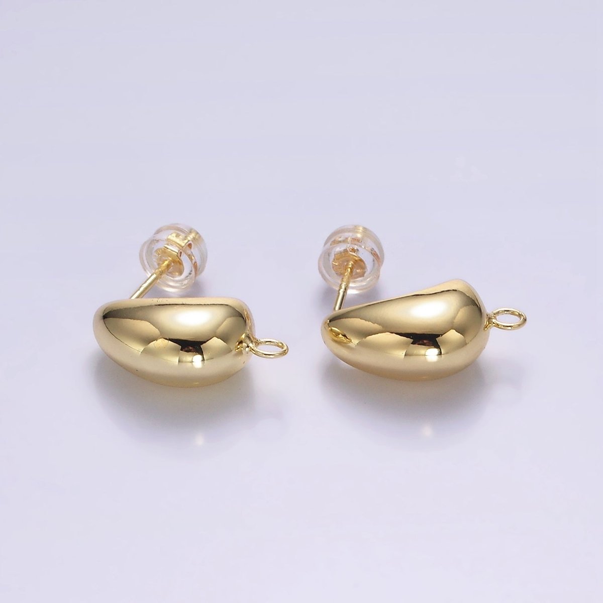 14K Gold Filled Open Loop C-Shaped Dome Hoop Earrings Findings Supply | Z616
