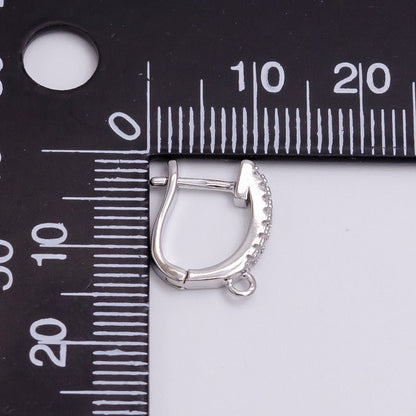 14K Gold Filled Open Loop Micro Paved CZ Oblong English Lock Earrings in Silver &amp; Gold | Z-278 Z-279