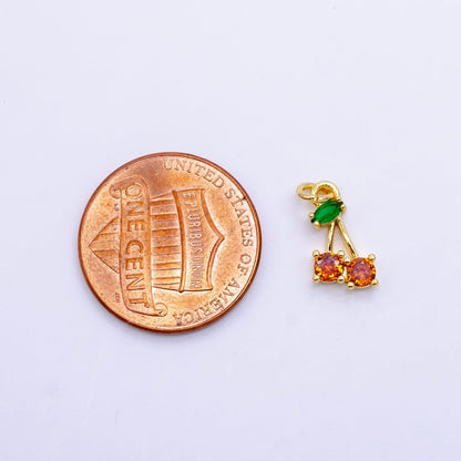 14K Gold Filled Orange CZ Cherry Fruit Mini Charm | D830