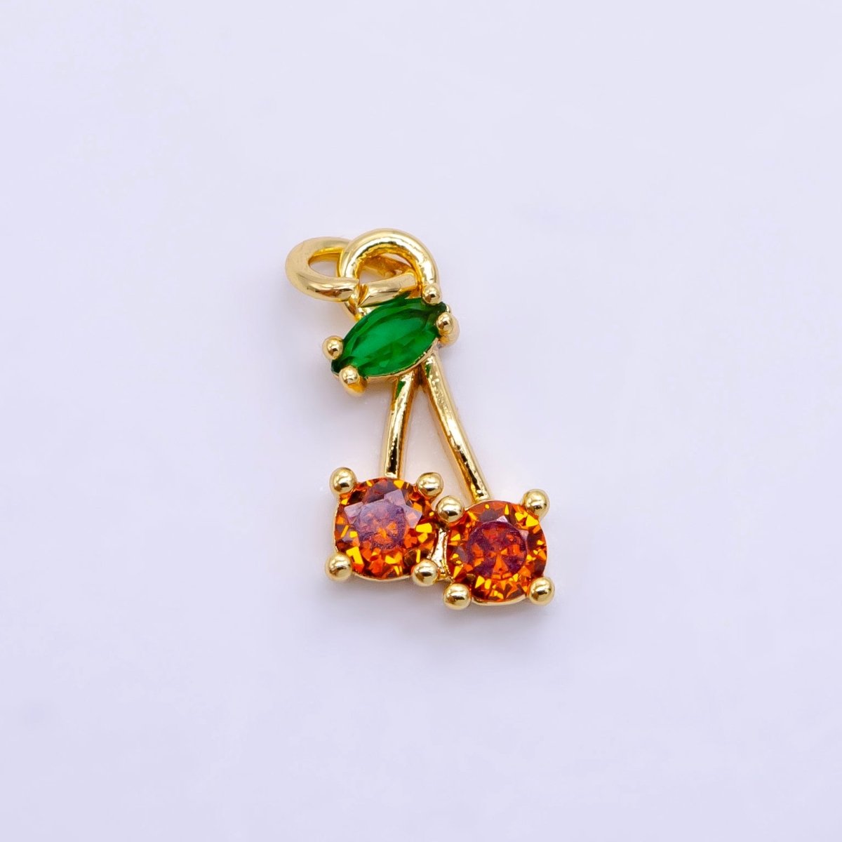 14K Gold Filled Orange CZ Cherry Fruit Mini Charm | D830