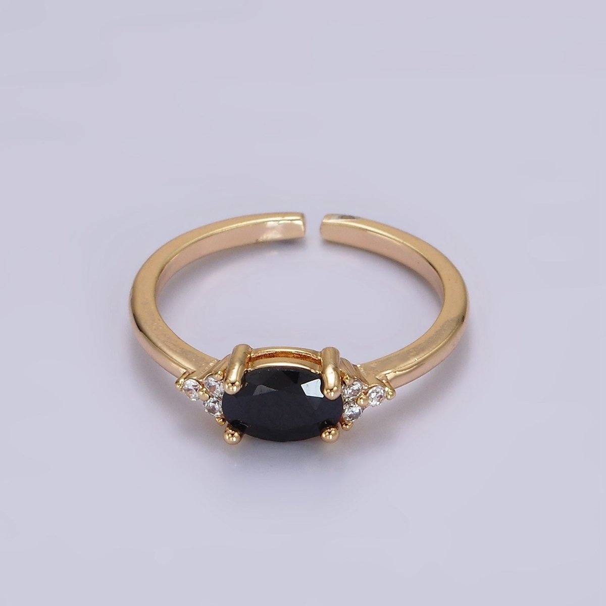 14K Gold Filled Oval Triple CZ Solitaire Birthstone Ring in Gold &amp; Silver | O1128 - O1155