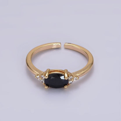14K Gold Filled Oval Triple CZ Solitaire Birthstone Ring in Gold &amp; Silver | O1128 - O1155