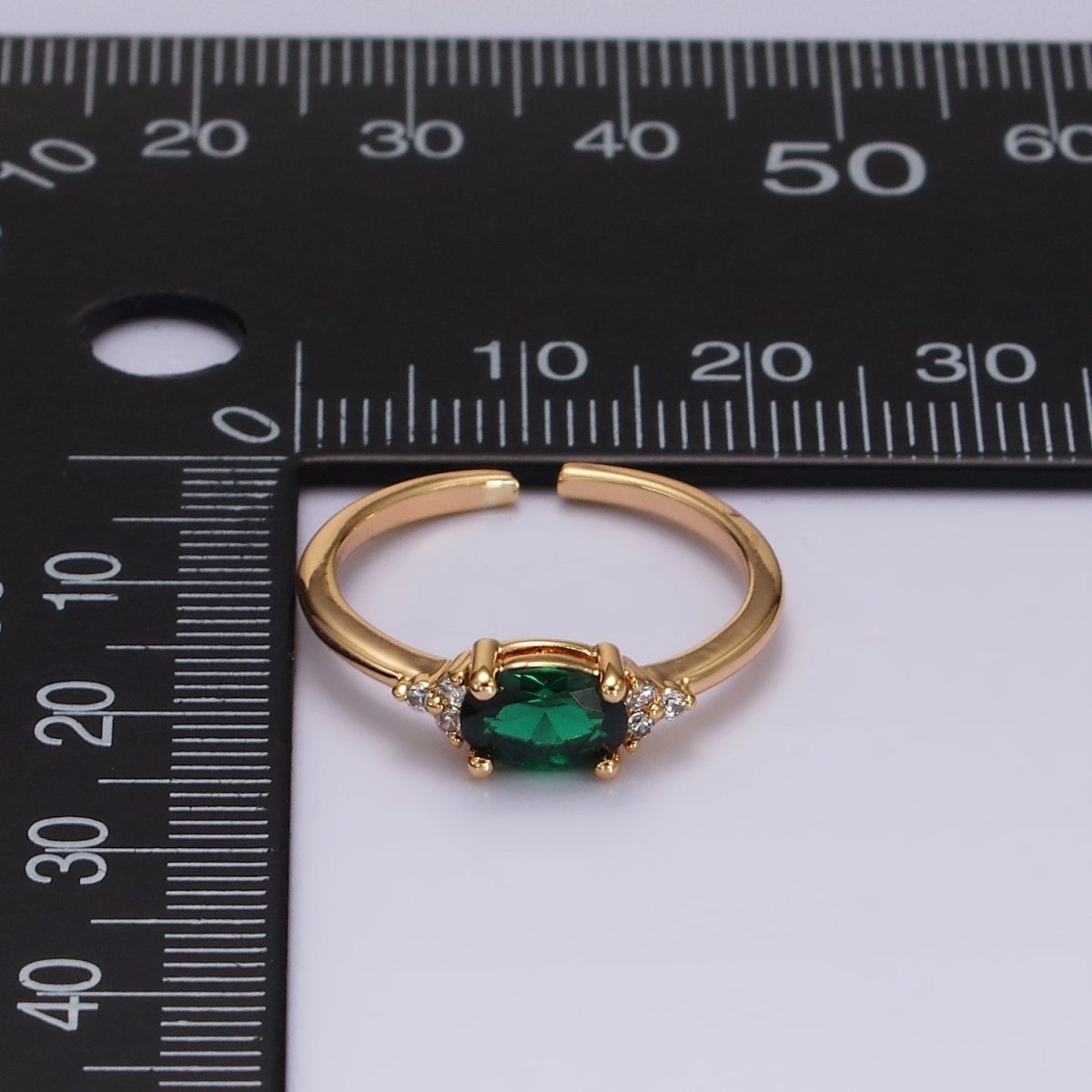 14K Gold Filled Oval Triple CZ Solitaire Birthstone Ring in Gold &amp; Silver | O1128 - O1155