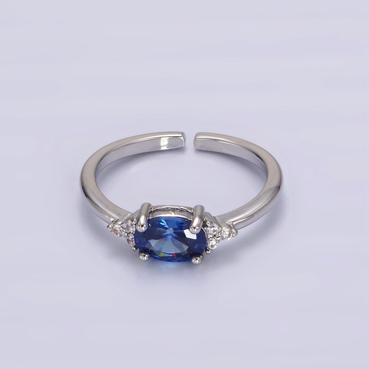 14K Gold Filled Oval Triple CZ Solitaire Birthstone Ring in Gold &amp; Silver | O1128 - O1155