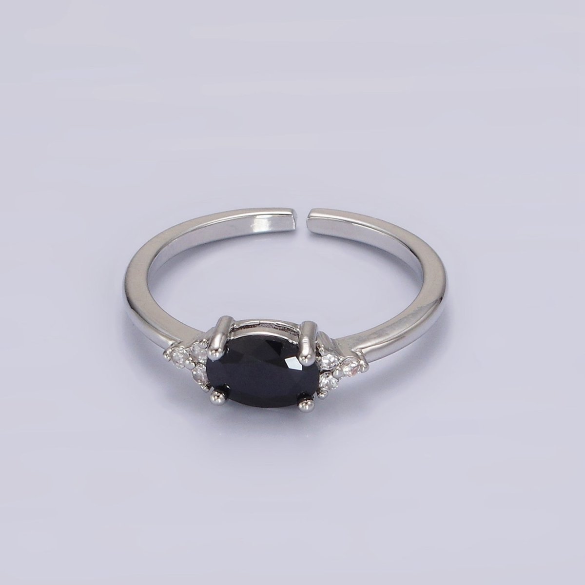 14K Gold Filled Oval Triple CZ Solitaire Birthstone Ring in Gold &amp; Silver | O1128 - O1155