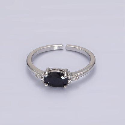 14K Gold Filled Oval Triple CZ Solitaire Birthstone Ring in Gold &amp; Silver | O1128 - O1155
