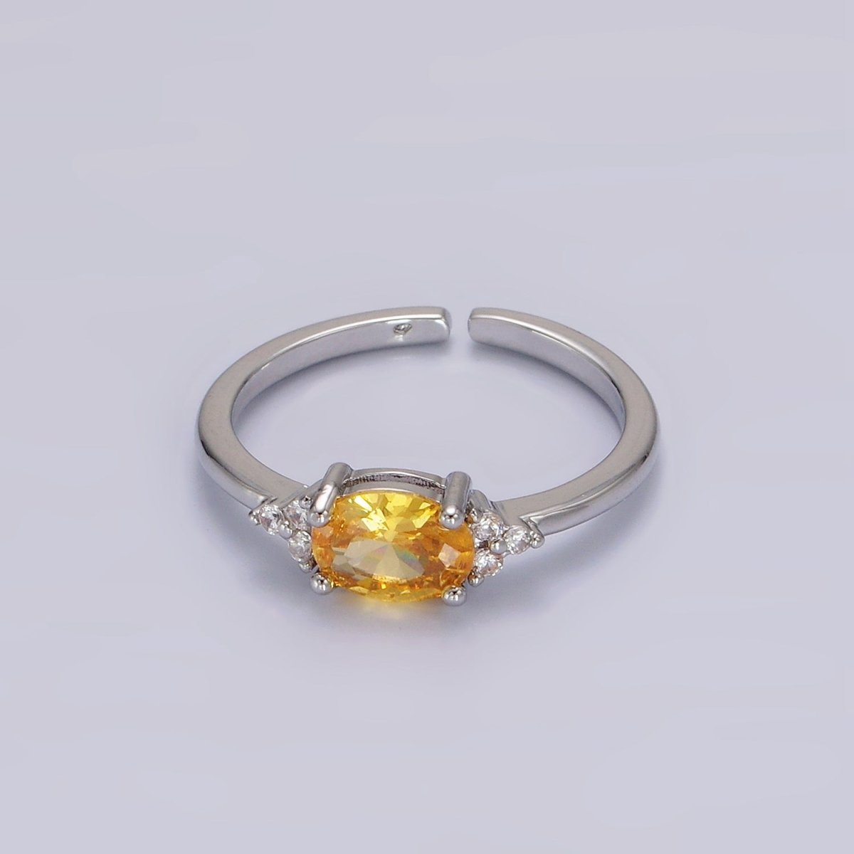 14K Gold Filled Oval Triple CZ Solitaire Birthstone Ring in Gold &amp; Silver | O1128 - O1155