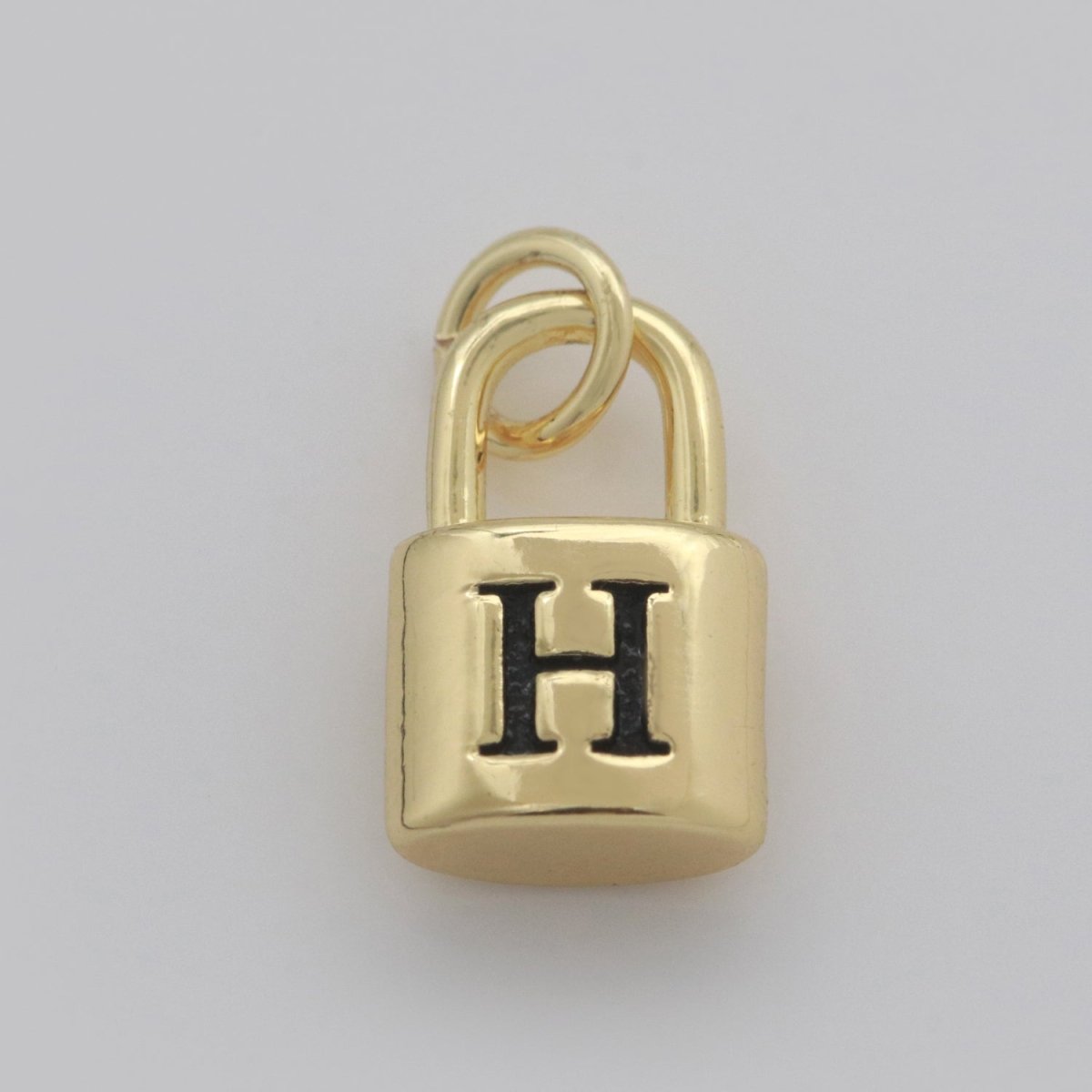 14K Gold Filled Padlock Letter Initial Lock Personalized Charm Pendant | A-822-A-834