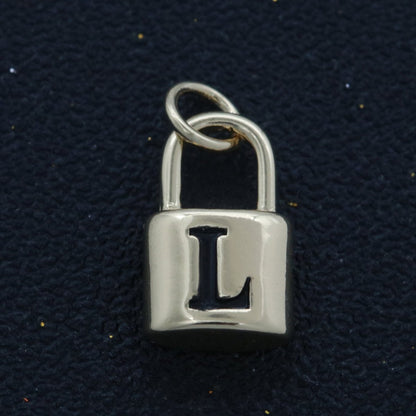14K Gold Filled Padlock Letter Initial Lock Personalized Charm Pendant | A-822-A-834