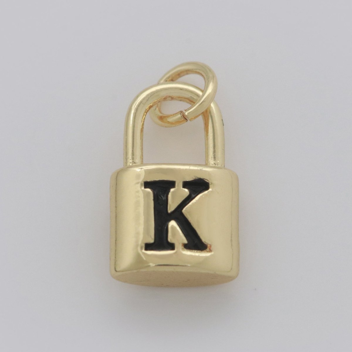 14K Gold Filled Padlock Letter Initial Lock Personalized Charm Pendant | A-822-A-834