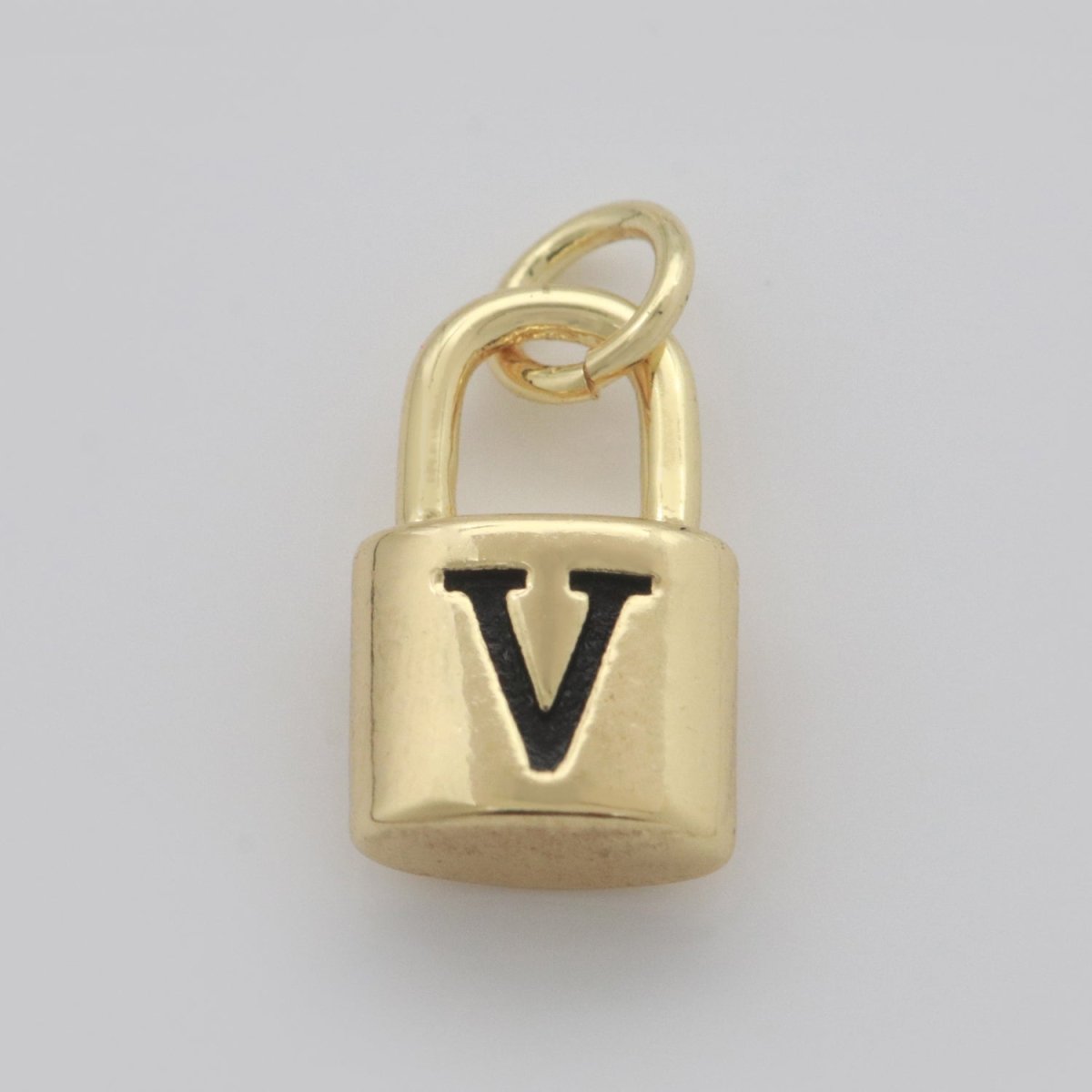 14K Gold Filled Padlock Letter Initial Lock Personalized Charm Pendant | A-822-A-834