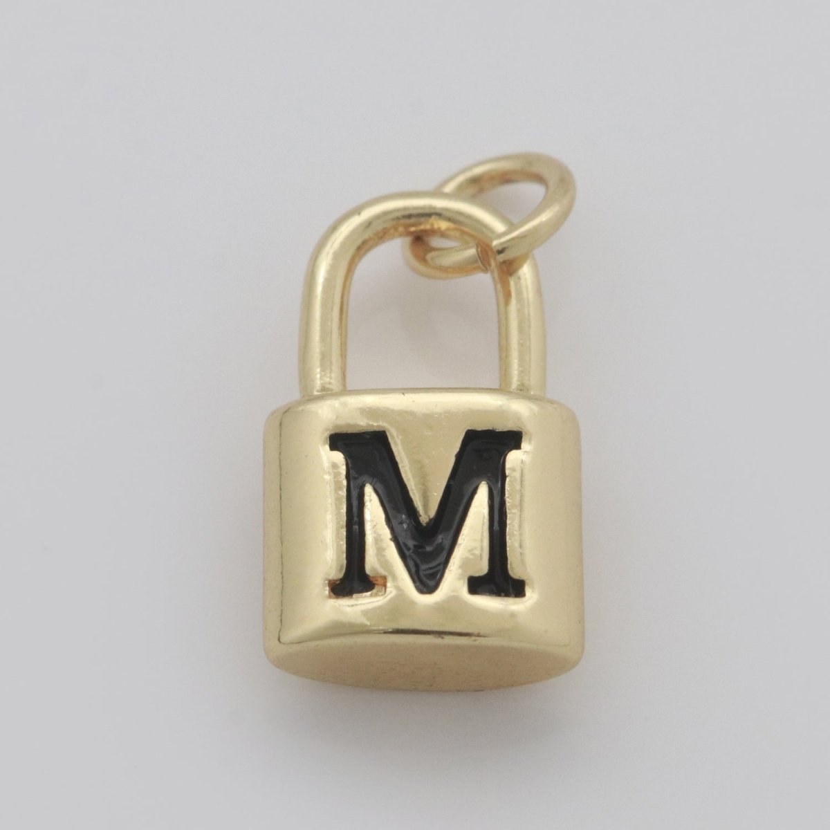 14K Gold Filled Padlock Letter Initial Lock Personalized Charm Pendant | A-822-A-834