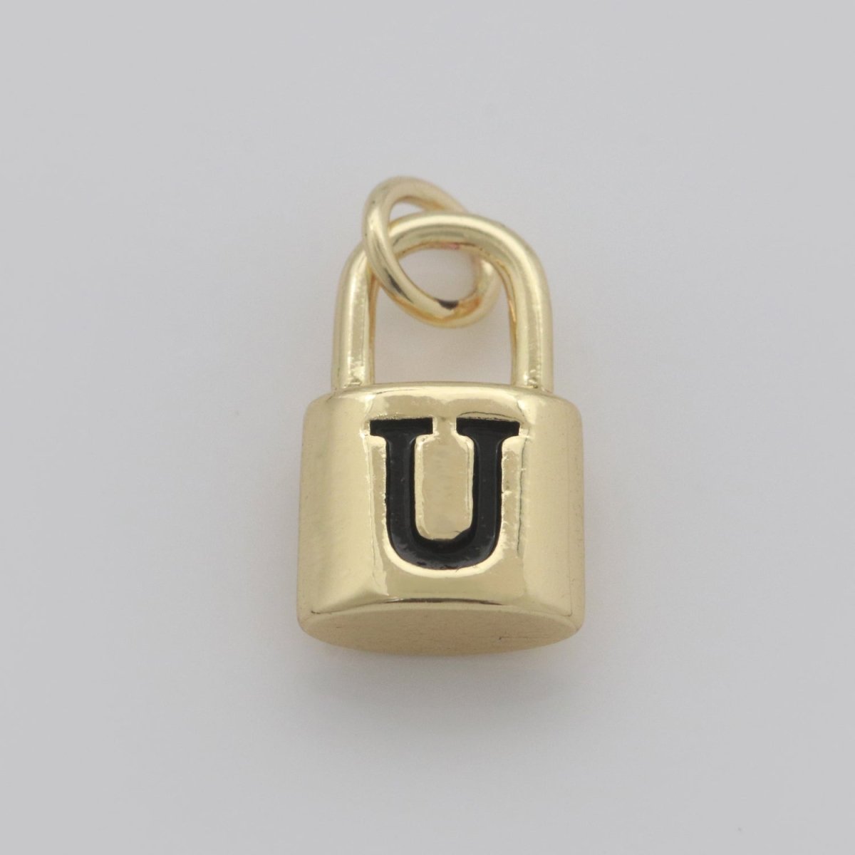 14K Gold Filled Padlock Letter Initial Lock Personalized Charm Pendant | A-822-A-834