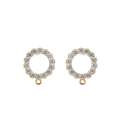 14K Gold Filled Pave CZ Stud Earring with Open Link for Earring Component supply  L-324