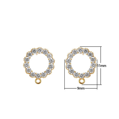 14K Gold Filled Pave CZ Stud Earring with Open Link for Earring Component supply  L-324