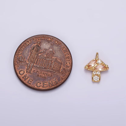 14K Gold Filled Peach Marquise CZ Mushroom Nature Mini Add-On Charm | AG499