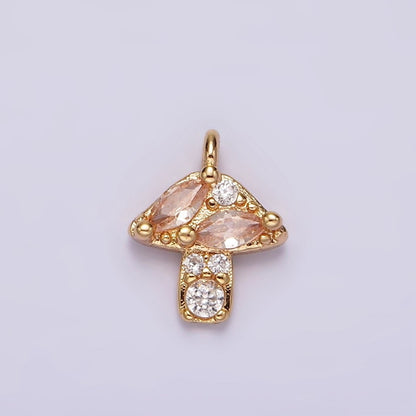 14K Gold Filled Peach Marquise CZ Mushroom Nature Mini Add-On Charm | AG499