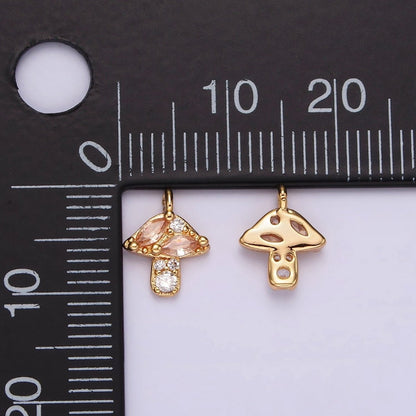 14K Gold Filled Peach Marquise CZ Mushroom Nature Mini Add-On Charm | AG499