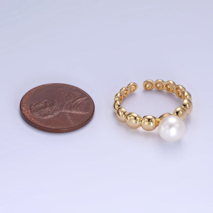 14K Gold Filled Pearl Beaded Bubble Band Ring | O1312
