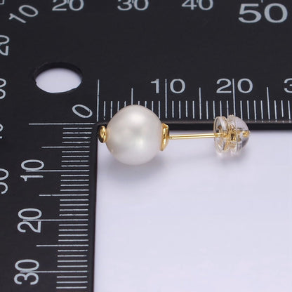 14K Gold Filled Pearl Button Minimalist Stud Earrings | AE907