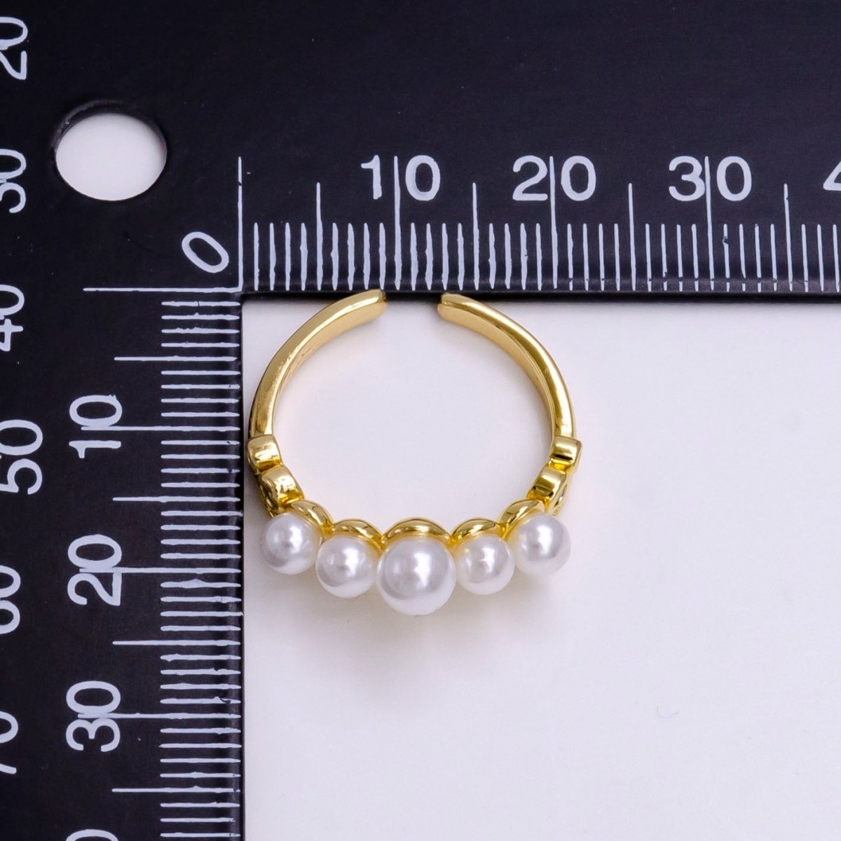 14K Gold Filled Pearl Dotted Clear Micro Paved CZ Chevron Ring in Gold &amp; Silver | O-833 O-633