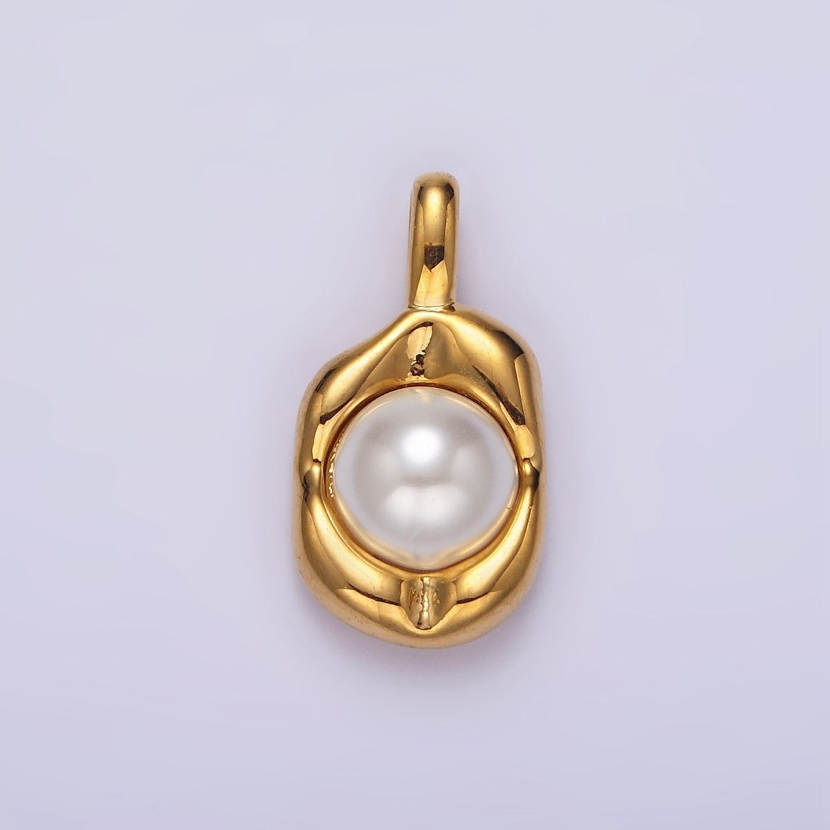 14K Gold Filled Pearl Molten Hammered Tag Pendant in Gold &amp; Silver | AH045 AH046