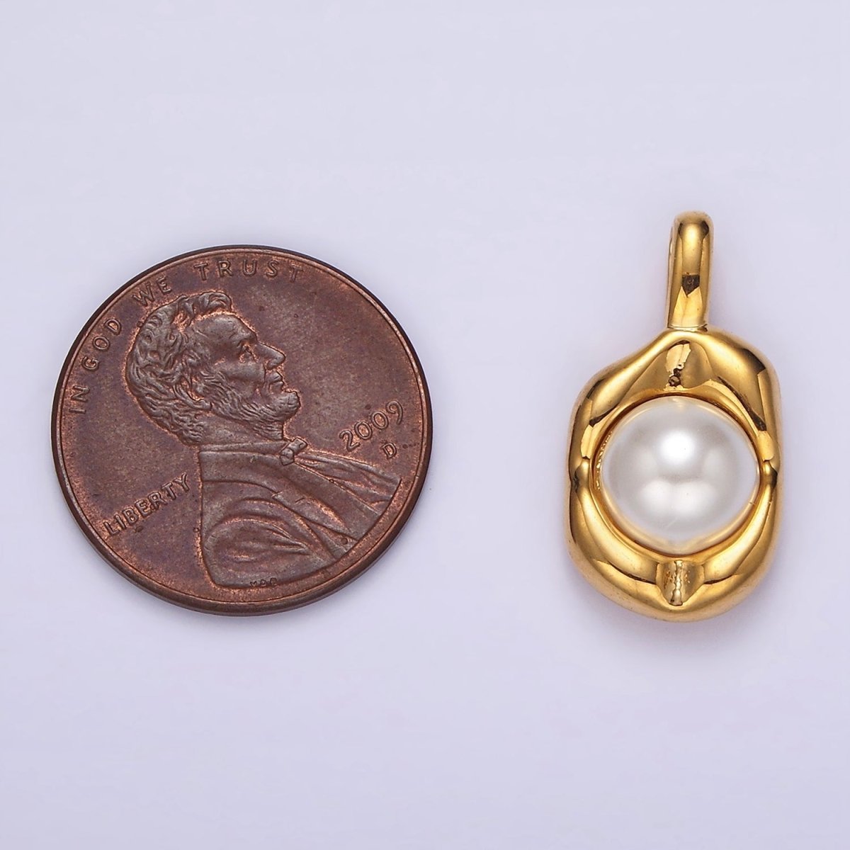 14K Gold Filled Pearl Molten Hammered Tag Pendant in Gold &amp; Silver | AH045 AH046