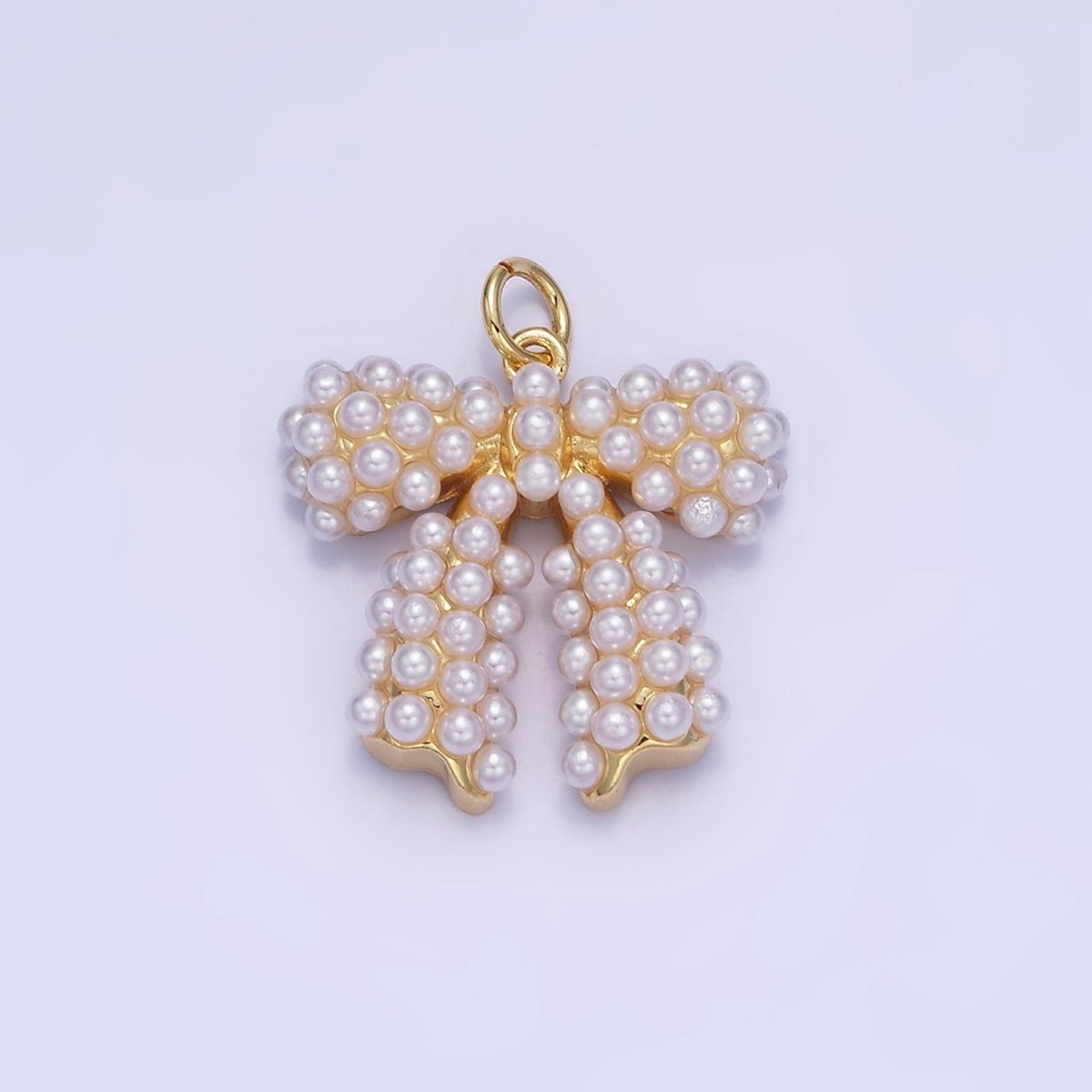 14K Gold Filled Pearl Ribbon Bow Charm in Gold &amp; Silver | C028
