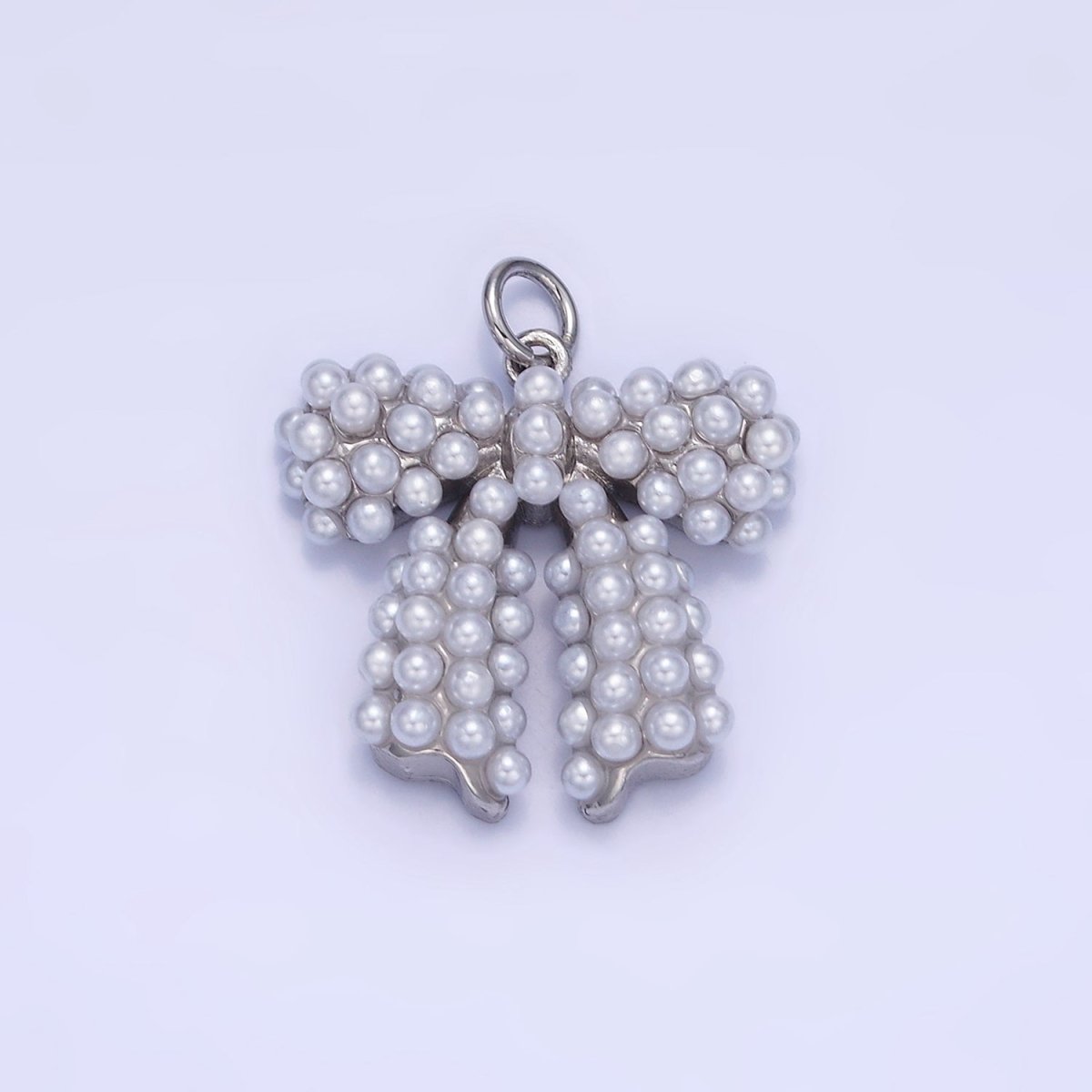 14K Gold Filled Pearl Ribbon Bow Charm in Gold &amp; Silver | C028
