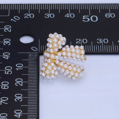 14K Gold Filled Pearl Ribbon Bow Stud Earrings in Gold &amp; Silver | P246 P247