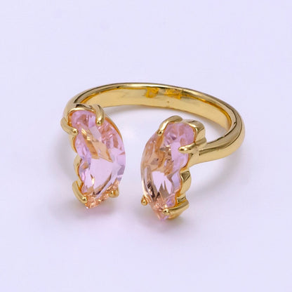 14K Gold Filled Pink, Iridescent AB CZ Butterfly Wrap Ring | O1281 O1901