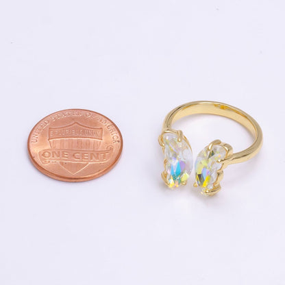14K Gold Filled Pink, Iridescent AB CZ Butterfly Wrap Ring | O1281 O1901