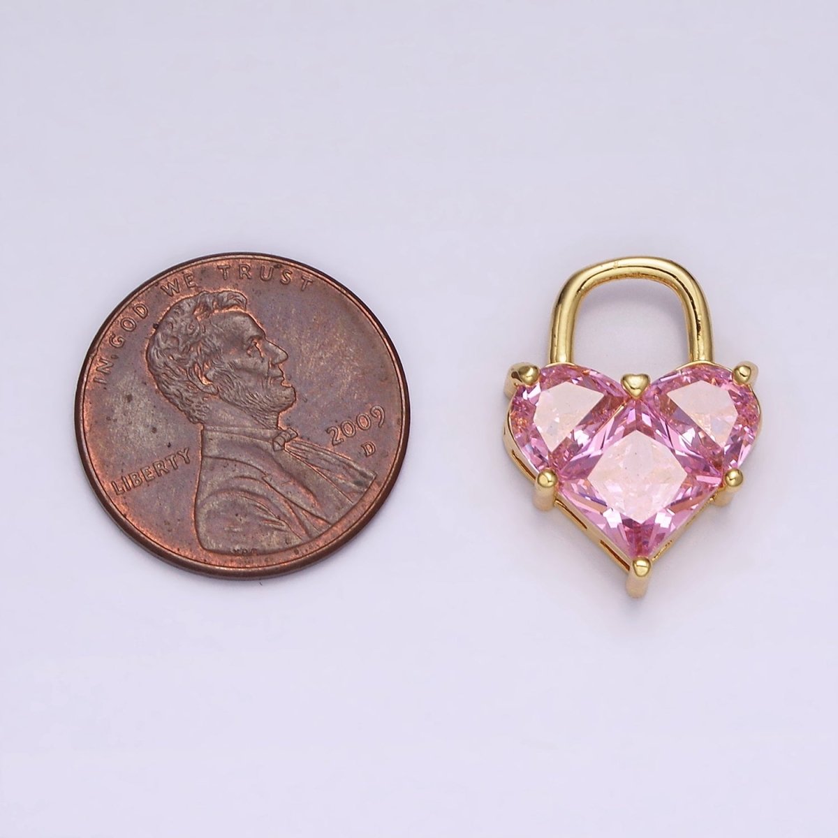 14K Gold Filled Pink Pixelated Heart Locket Charm in Gold &amp; Silver | AG-286 AG-287