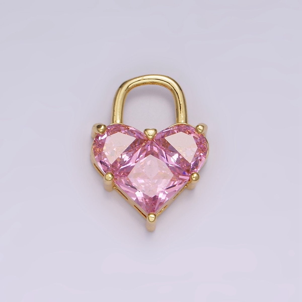 14K Gold Filled Pink Pixelated Heart Locket Charm in Gold &amp; Silver | AG-286 AG-287