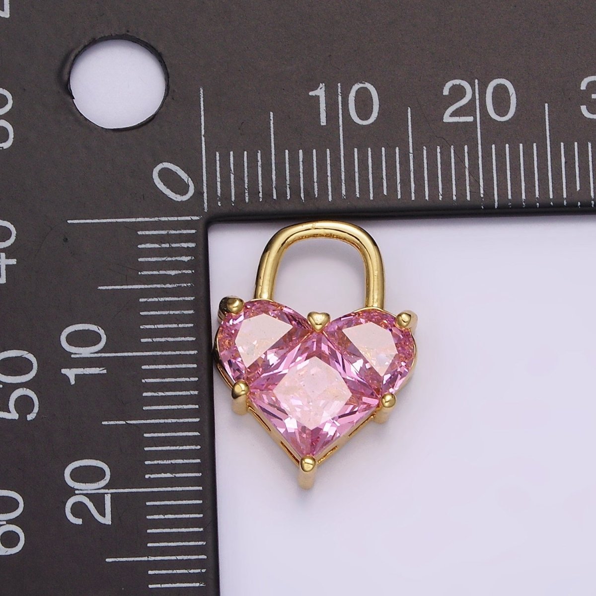14K Gold Filled Pink Pixelated Heart Locket Charm in Gold &amp; Silver | AG-286 AG-287