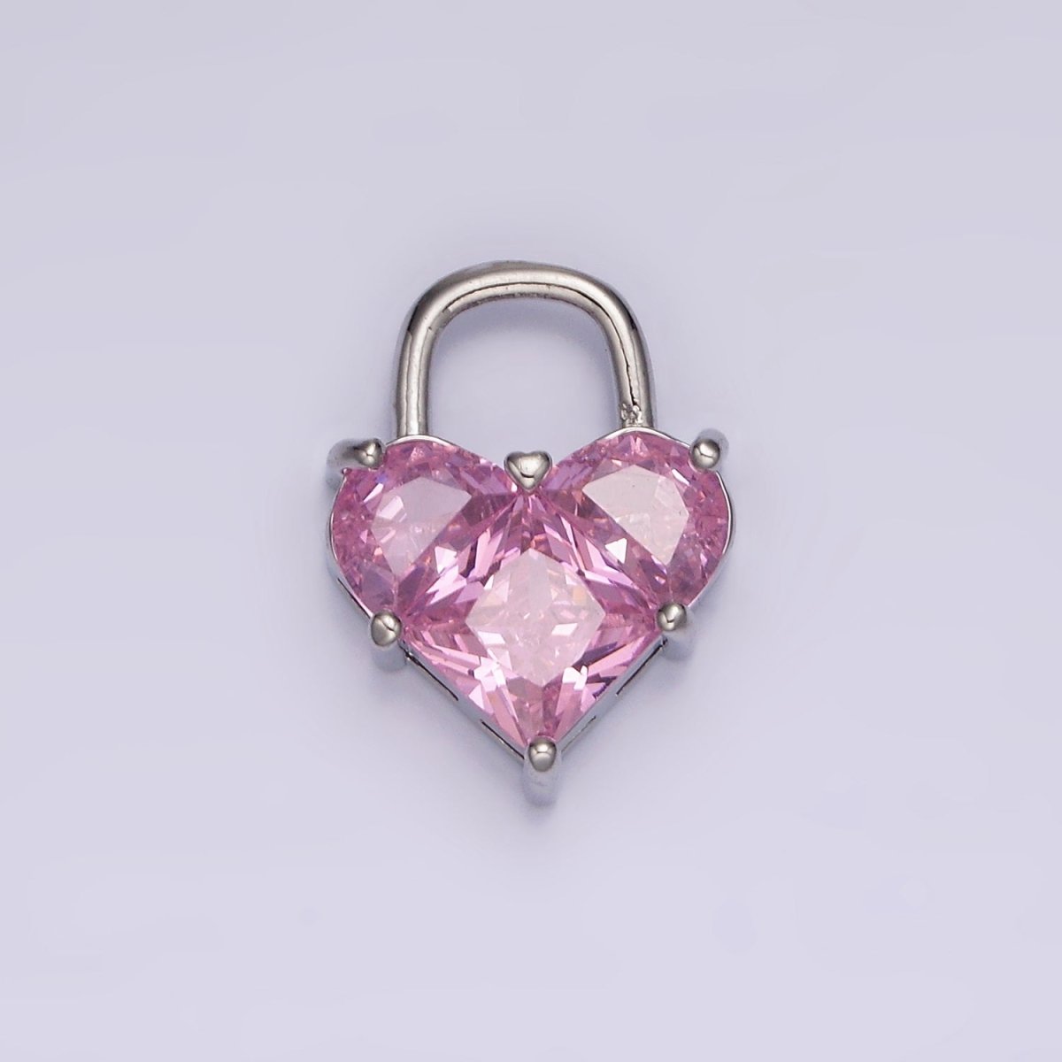 14K Gold Filled Pink Pixelated Heart Locket Charm in Gold &amp; Silver | AG-286 AG-287