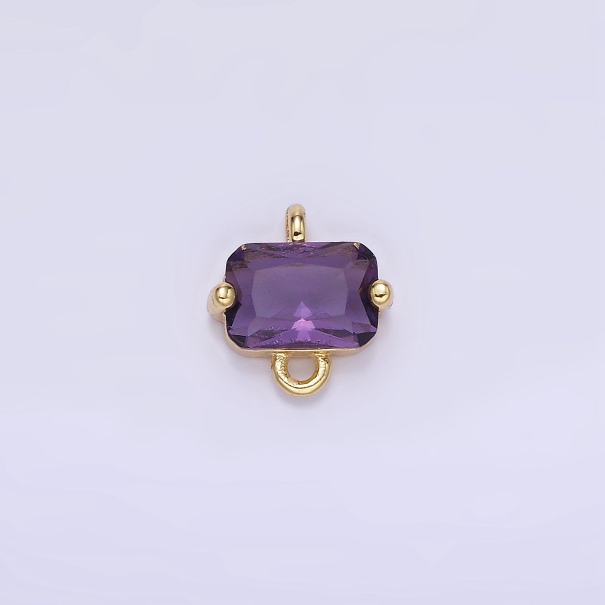 14K Gold Filled Pink, Purple, Blue, Clear Multifaceted CZ Baguette Connector | G345 - G346