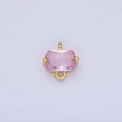14K Gold Filled Pink, Purple, Blue, Clear Multifaceted CZ Baguette Connector | G345 - G346