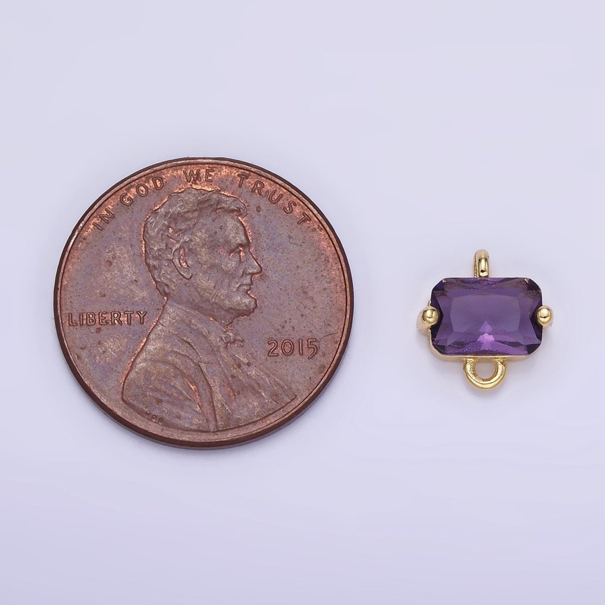 14K Gold Filled Pink, Purple, Blue, Clear Multifaceted CZ Baguette Connector | G345 - G346