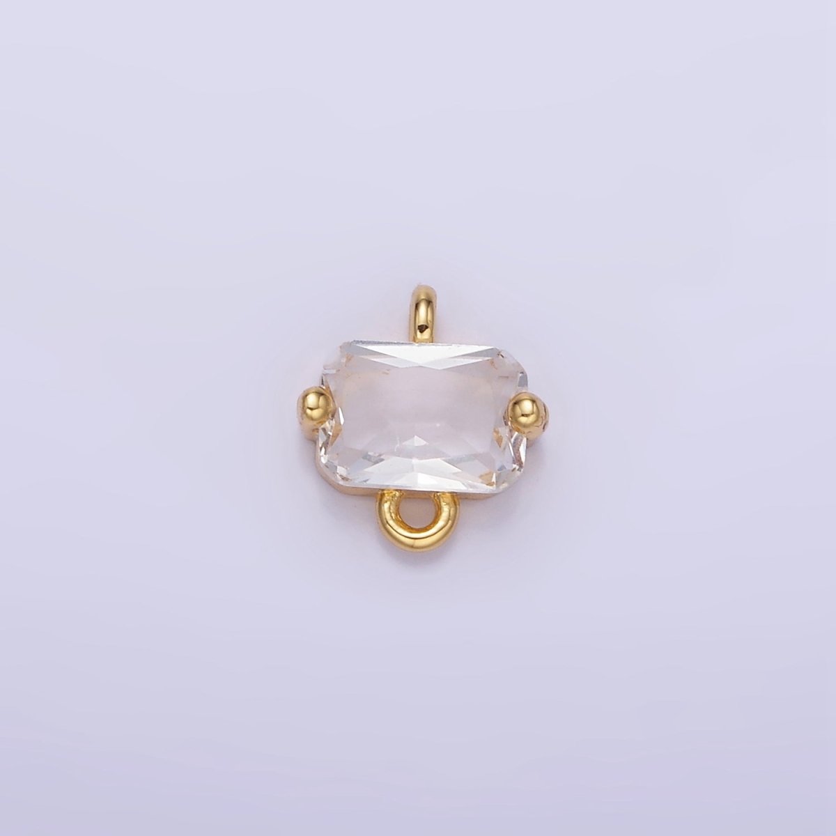 14K Gold Filled Pink, Purple, Blue, Clear Multifaceted CZ Baguette Connector | G345 - G346