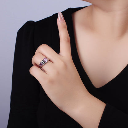 14K Gold Filled Pink Purple CZ Hammered Ring in Gold &amp; Silver | O1329 O1330