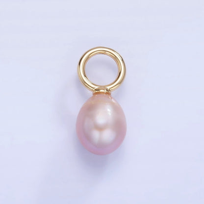 14K Gold Filled Pink, Purple Freshwater Pearl Button Drop Pendant | P1741