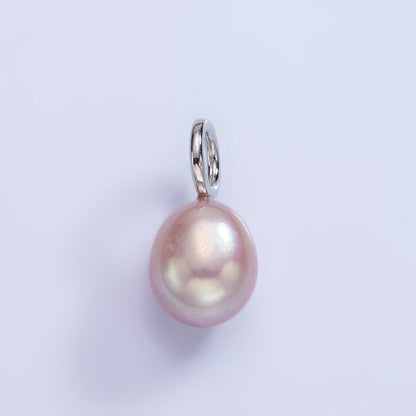 14K Gold Filled Pink, White, Purple Oval Freshwater Pearl Drop Pendant | P1675 - P1677