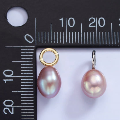 14K Gold Filled Pink, White, Purple Oval Freshwater Pearl Drop Pendant | P1675 - P1677