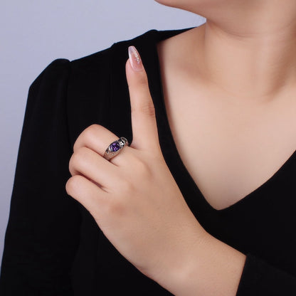14K Gold Filled Purple Green CZ Hammered Ring in Gold &amp; Silver | O1339 O1340