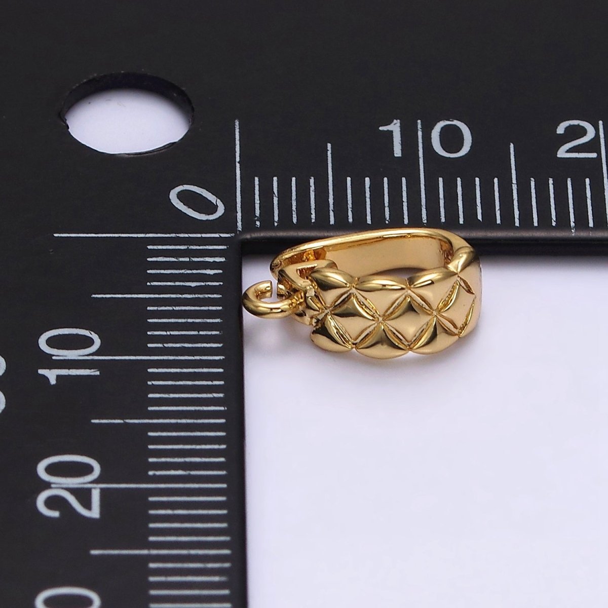 14K Gold Filled Quilted Open Loop Interchangeable Charm Holder Jewelry Supply in Gold &amp; Silver | Z-927 Z-928