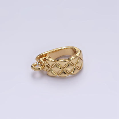 14K Gold Filled Quilted Open Loop Interchangeable Charm Holder Jewelry Supply in Gold &amp; Silver | Z-927 Z-928