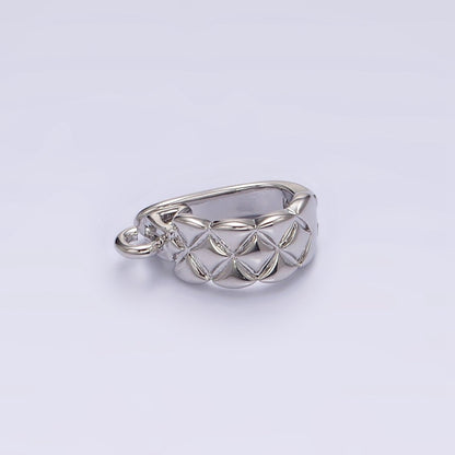 14K Gold Filled Quilted Open Loop Interchangeable Charm Holder Jewelry Supply in Gold &amp; Silver | Z-927 Z-928